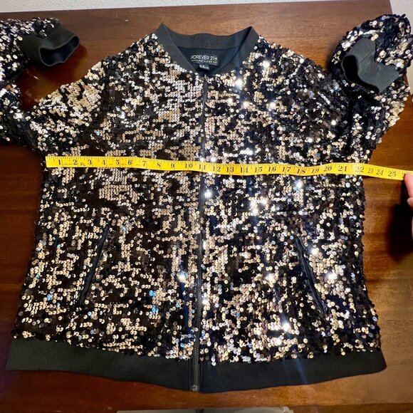 Zip Jacket with Sequins Occasion Event NYE Bling Party Stretch Pockets 2X - Picture 7 of 11